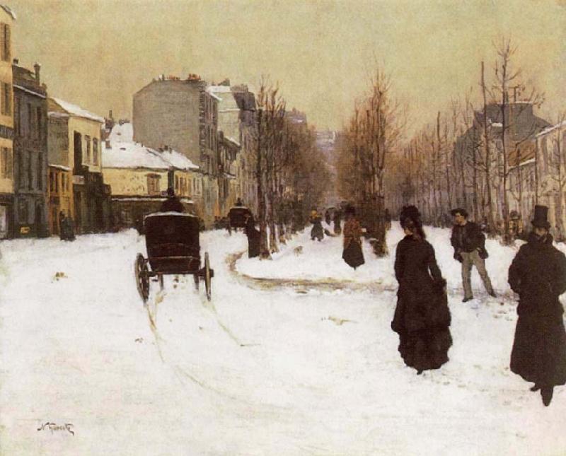 Norbert Goeneutte The Boulevard de Clichy Under Snow Sweden oil painting art